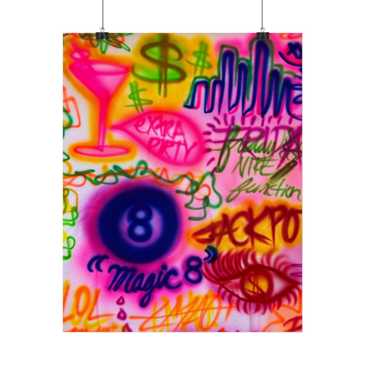 "colorful chaos" airbrush rolled print