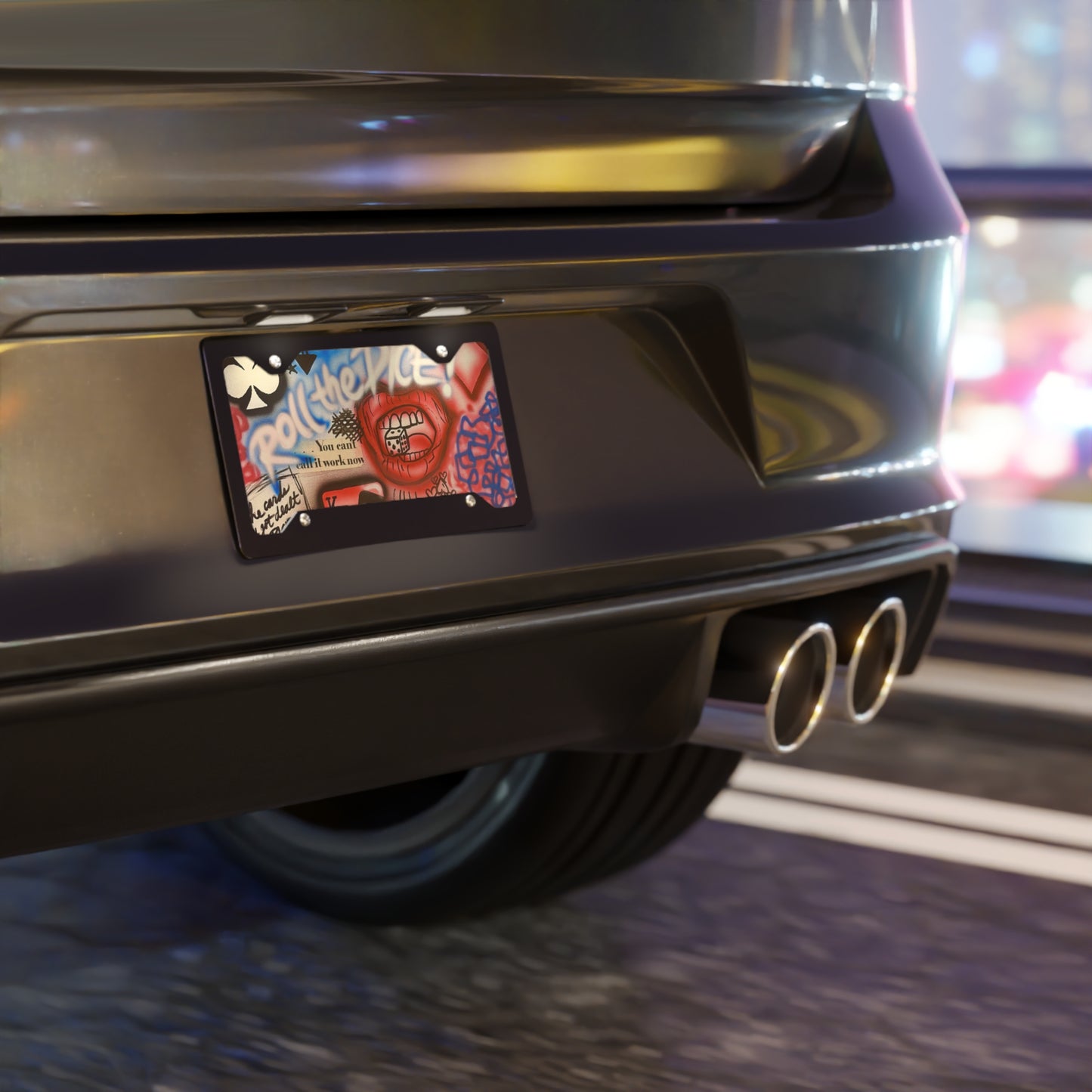 "roll the dice" airbrush license plate