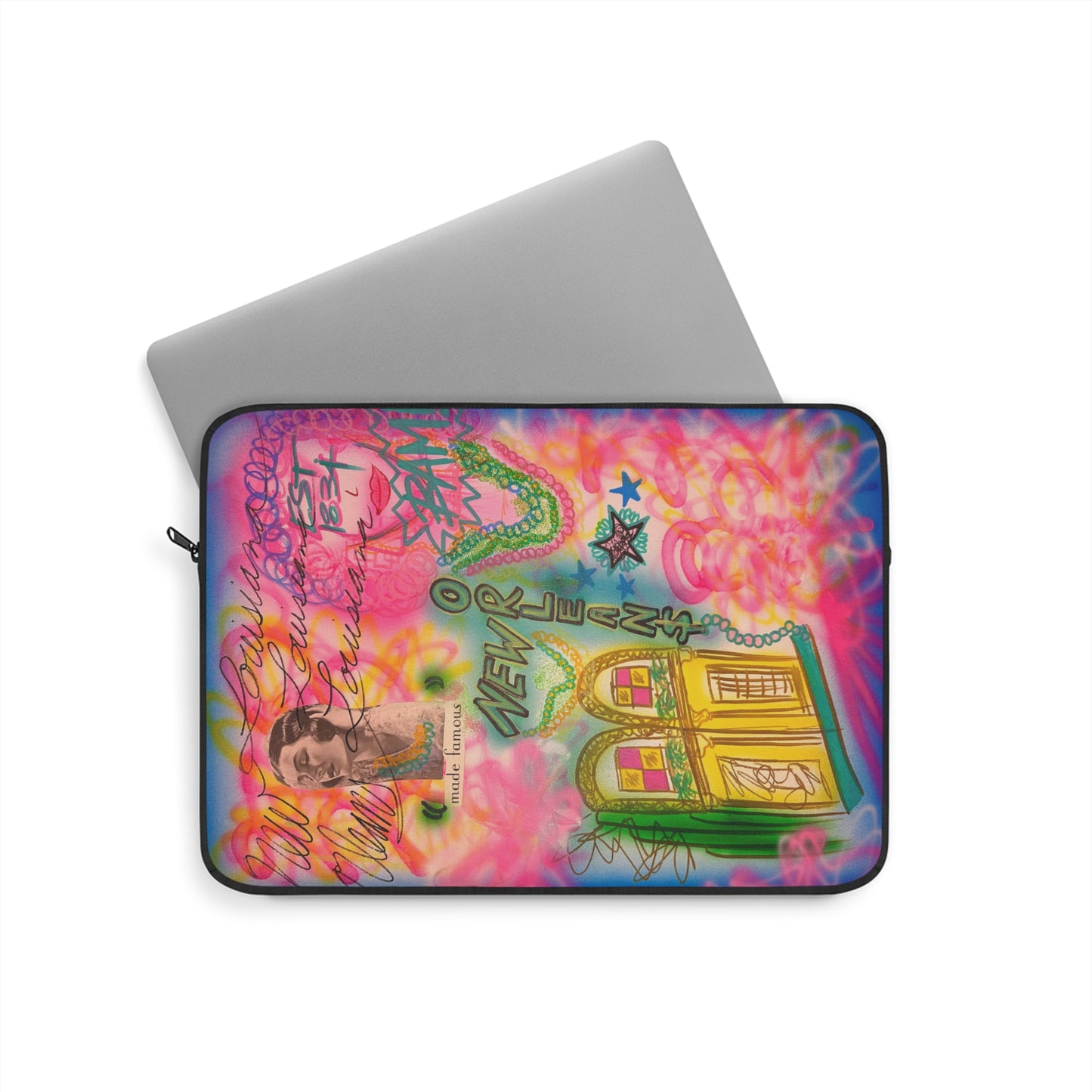 "new orleans, la" airbrush laptop sleeve