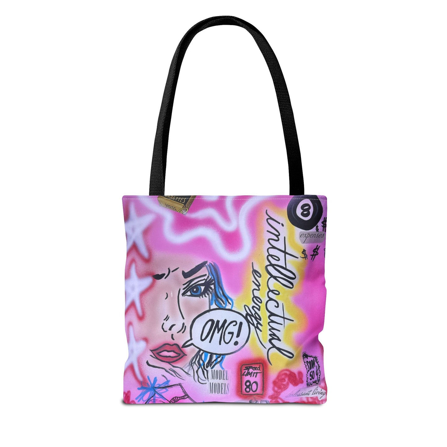 "intellectual energy" airbrush tote bag