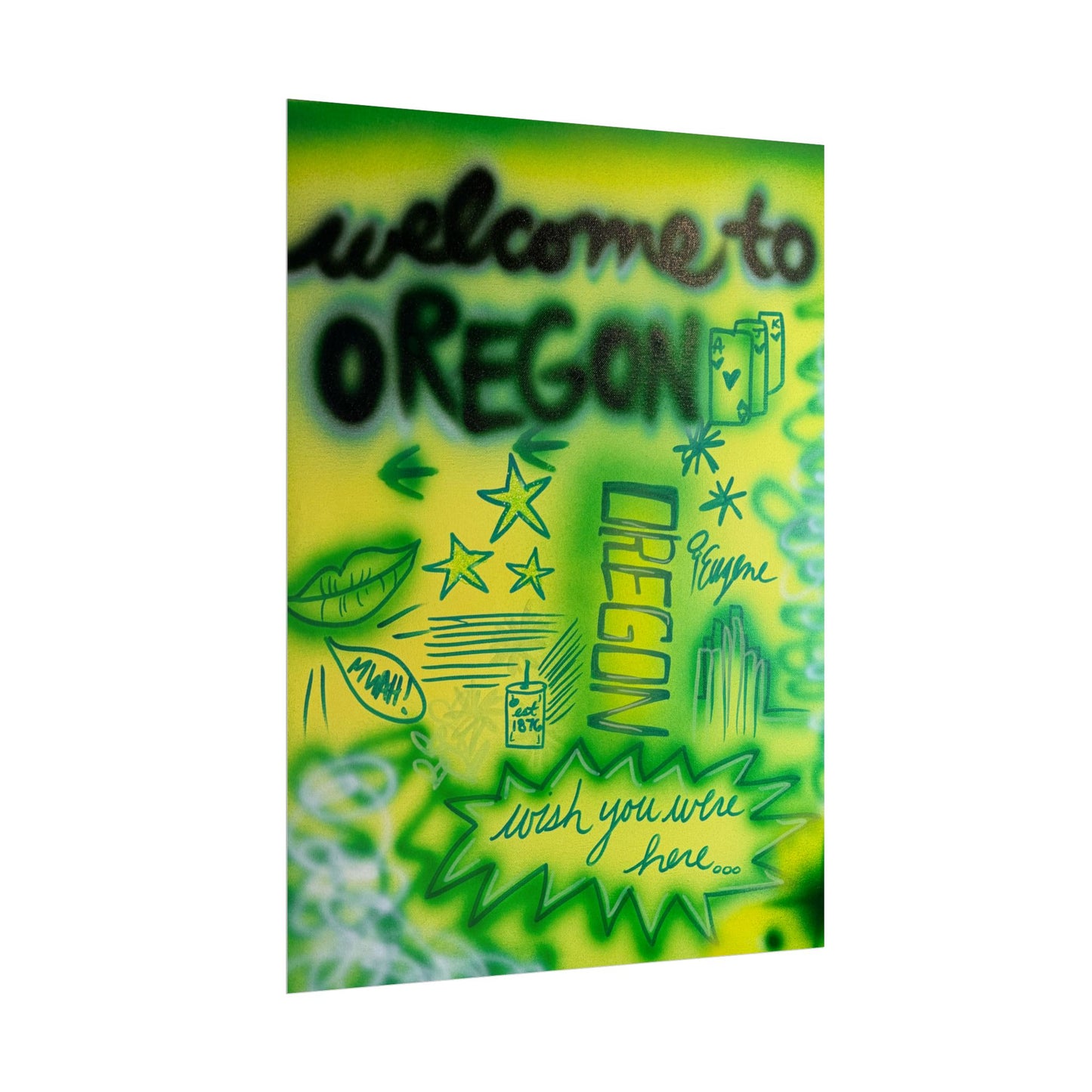 "oregon" airbrush rolled print