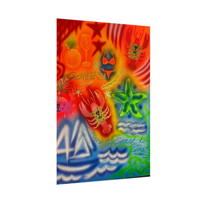 "tipsy lobster" airbrush rolled print