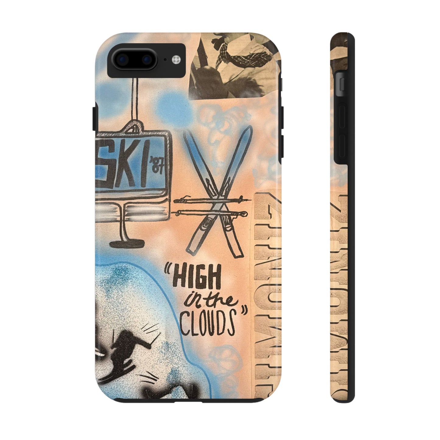 "high in the clouds" airbrush iPhone case