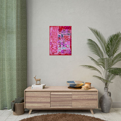 "tickled pink" airbrush rolled print