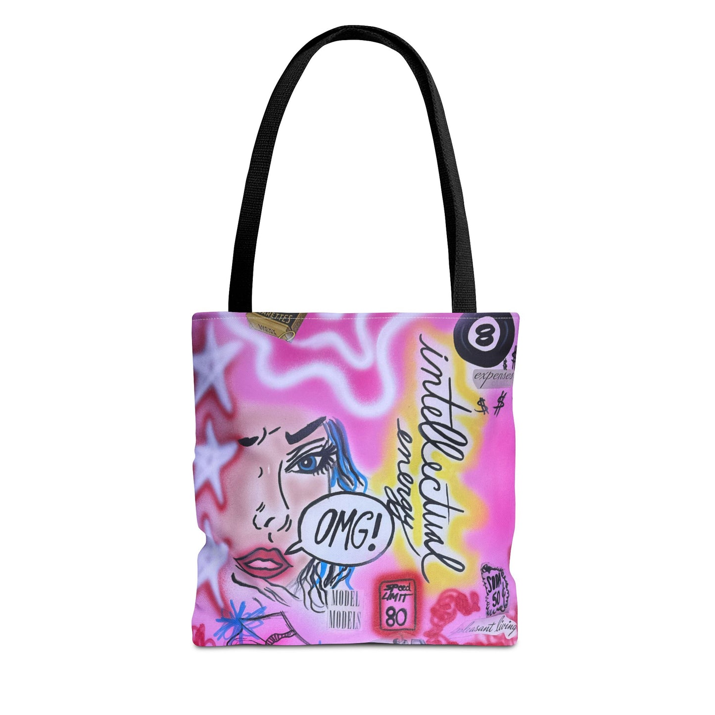 "intellectual energy" airbrush tote bag
