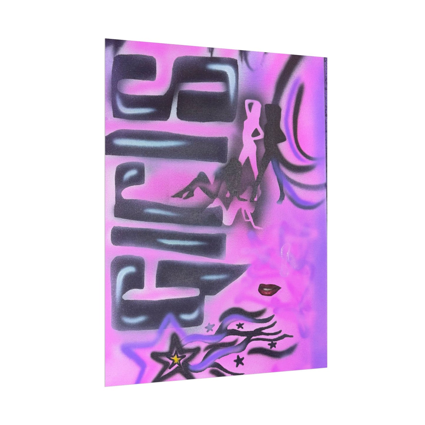 "neon nights" airbrush rolled print