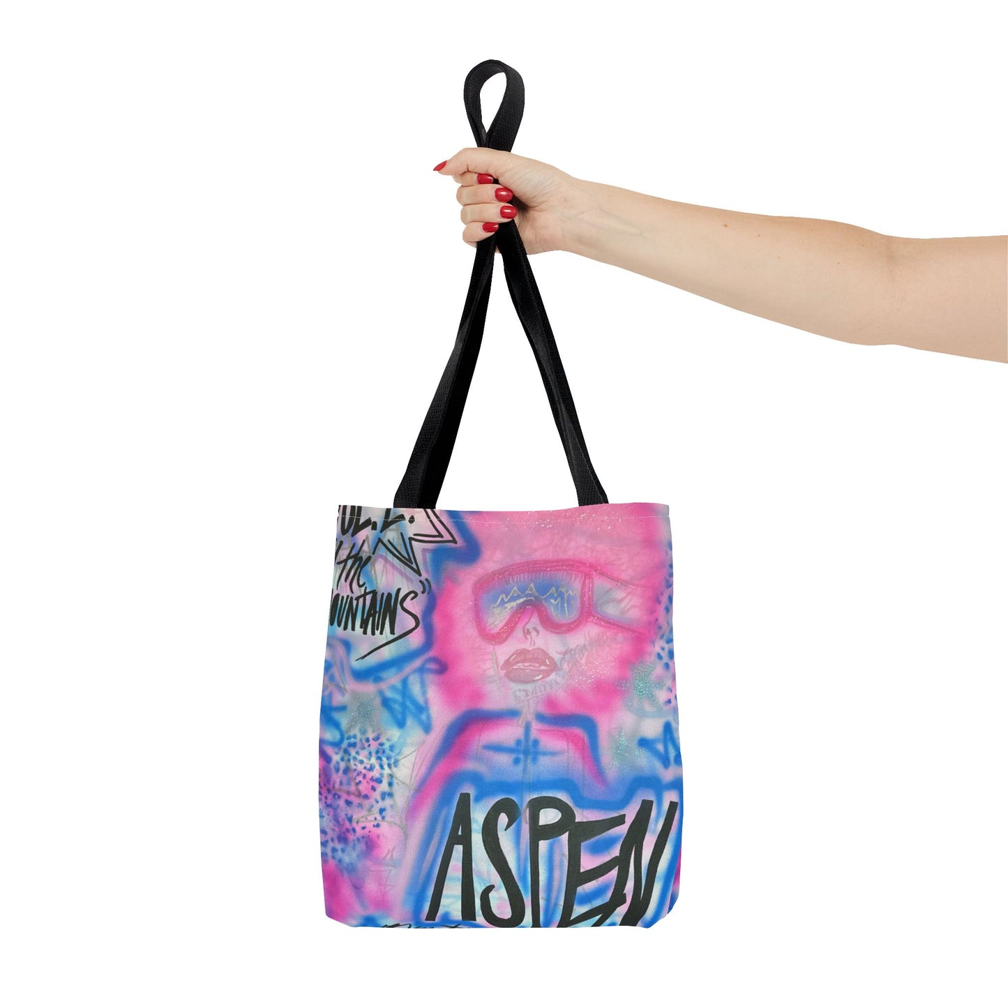 "aspen aspirations" airbrush tote bag