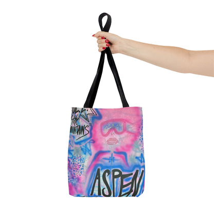 "aspen aspirations" airbrush tote bag