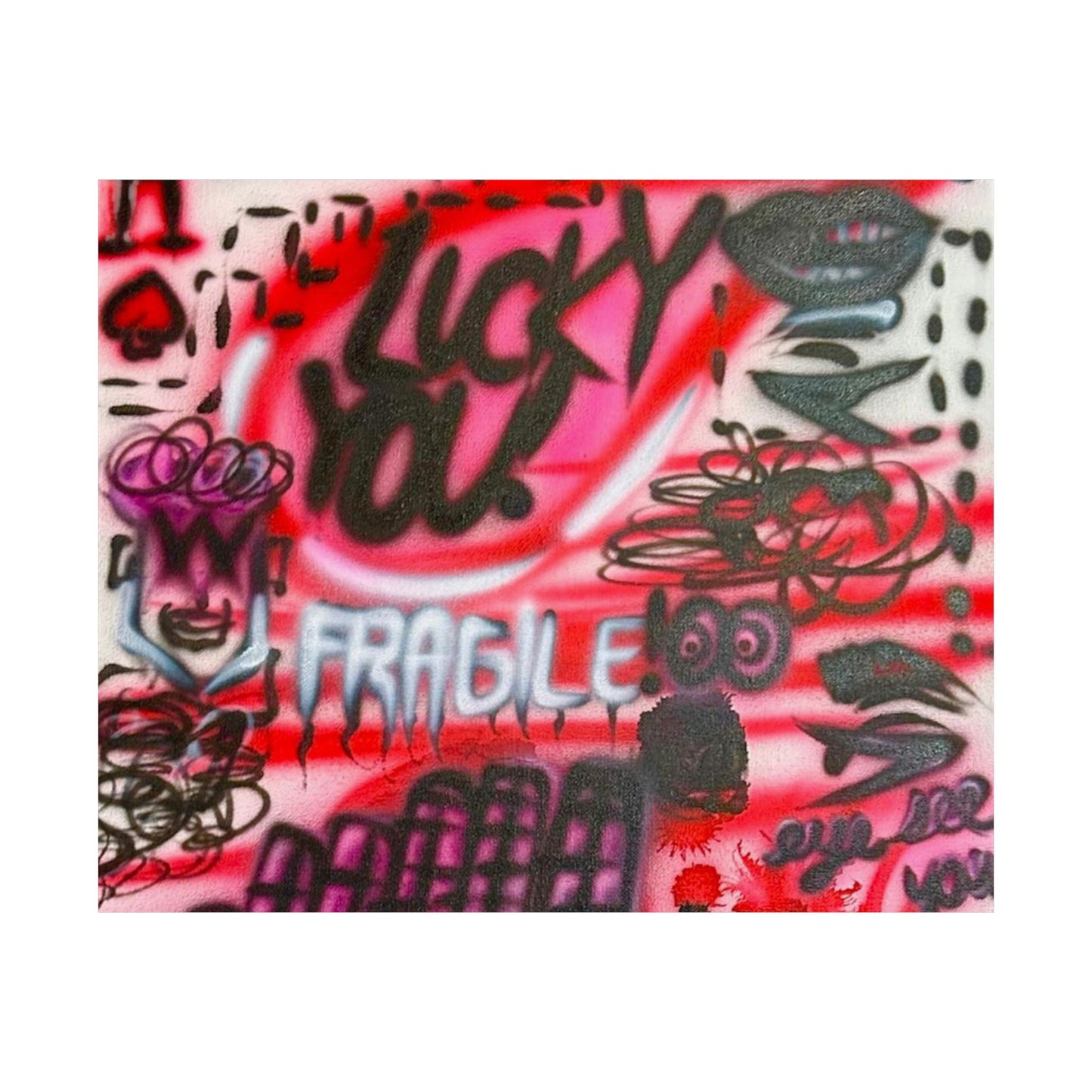 "lucky you!" airbrush horizontal print