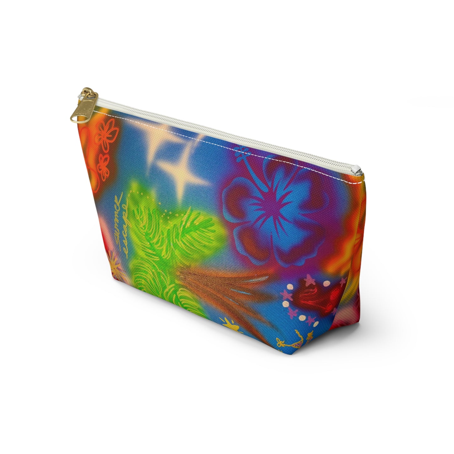 "neon blue palms" airbrush makeup pouch