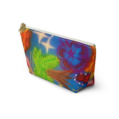 "neon blue palms" airbrush makeup pouch