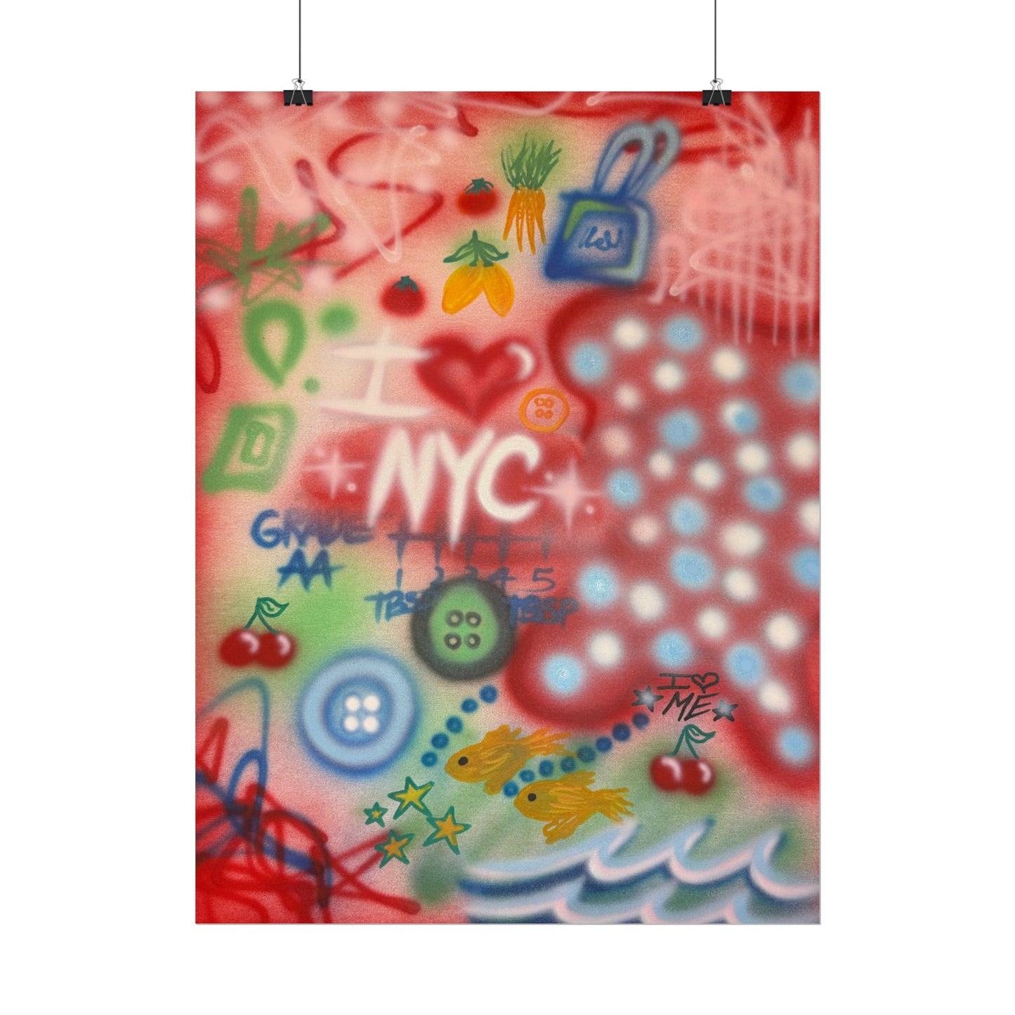 "i <3 NYC" airbrush rolled print