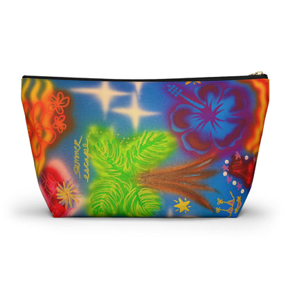 "neon blue palms" airbrush makeup pouch