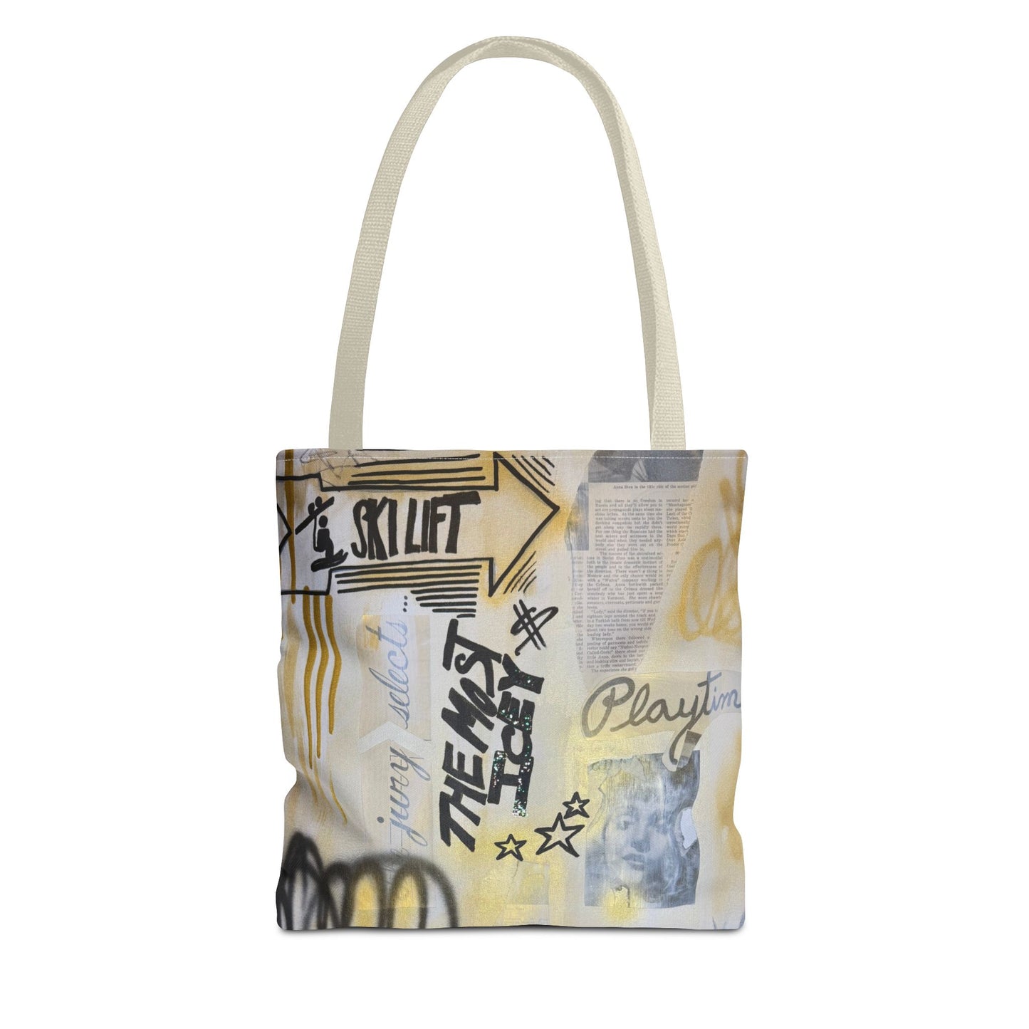 "golden glacier" airbrush tote bag