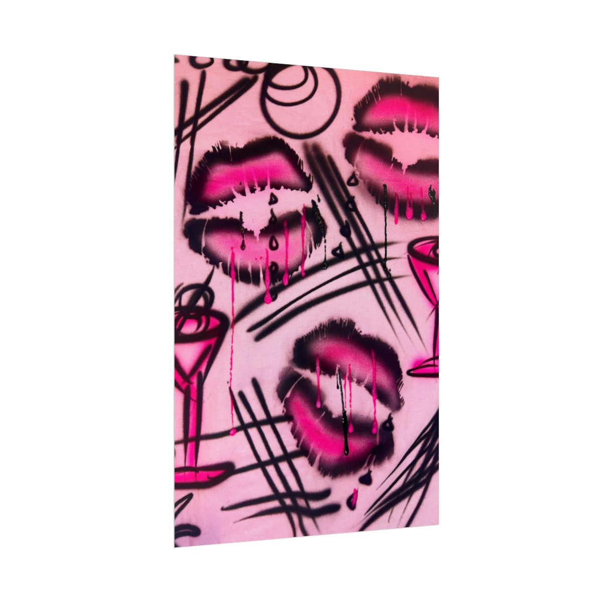 "glossy pout" airbrush rolled print