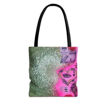 "glitter gloss" airbrush tote bag