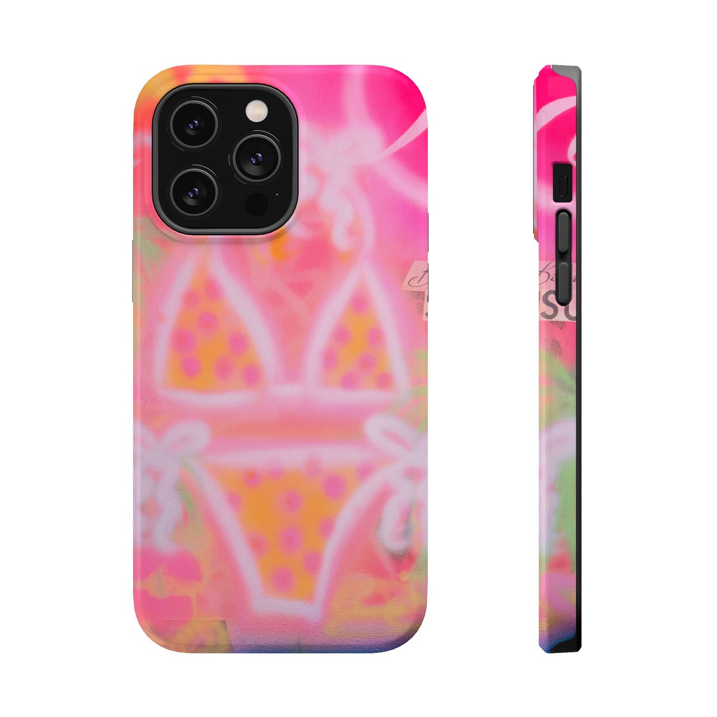 MagSafe "yellow polka dot bikini" airbrush iPhone case
