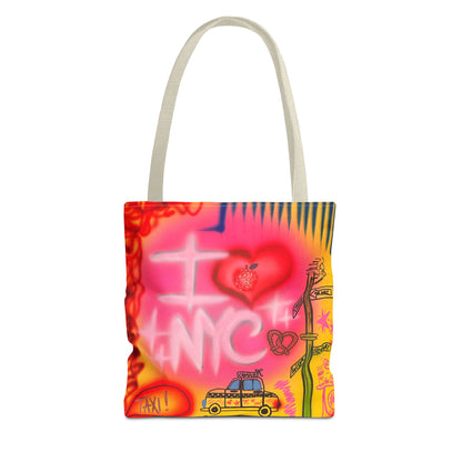 "in the city" airbrush tote bag