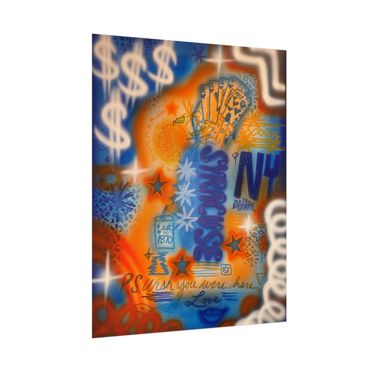 "syracuse, ny" airbrush rolled print
