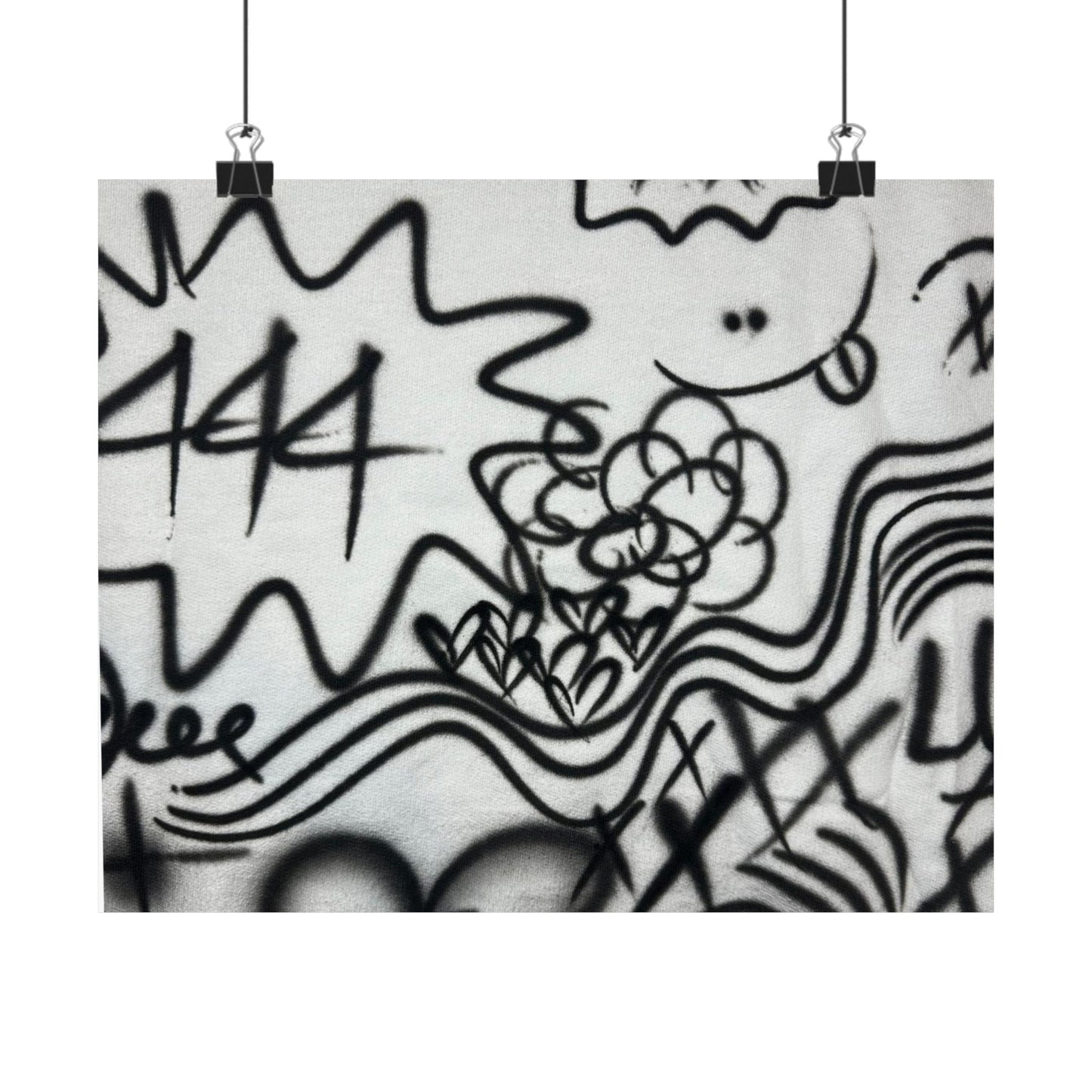"444" airbrush horizontal print