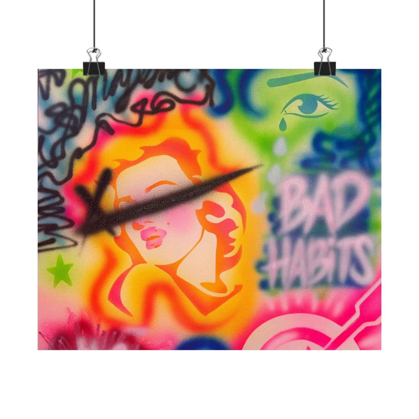"bad habits" airbrush horizontal print