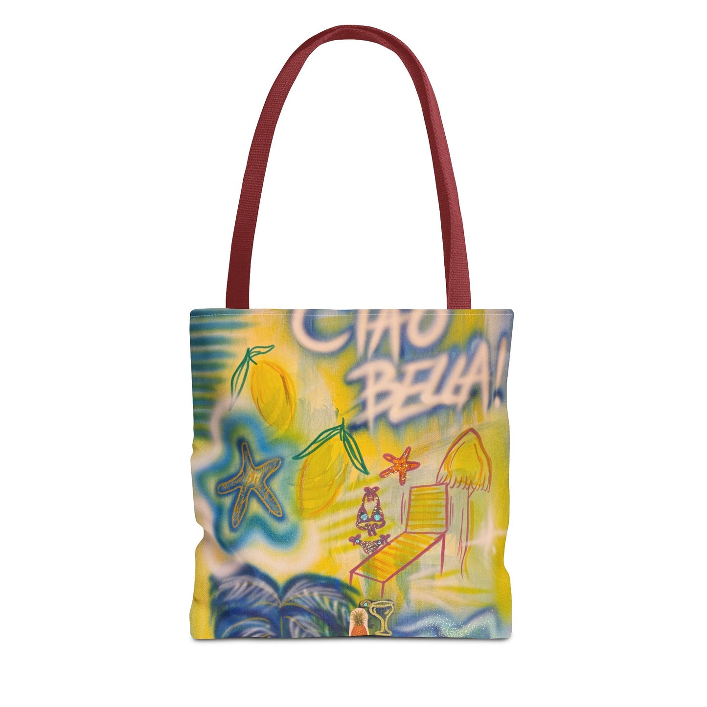 "ciao bella" airbrush tote bag