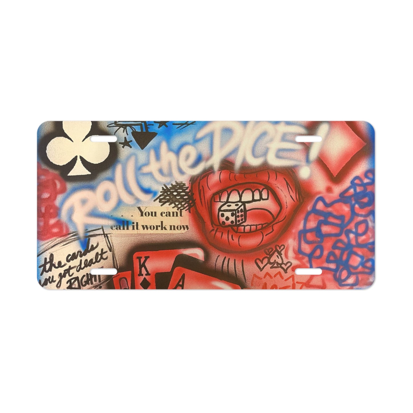 "roll the dice" airbrush license plate