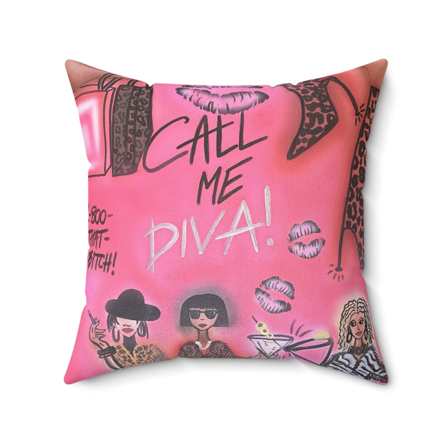 "party diva" airbrush pillow