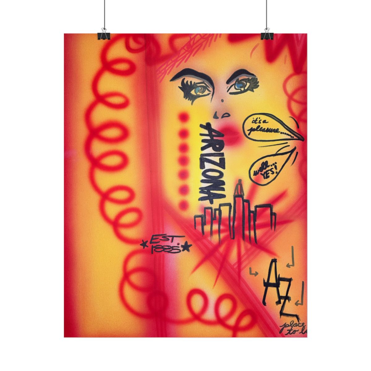 "tempe, arizona" airbrush rolled print