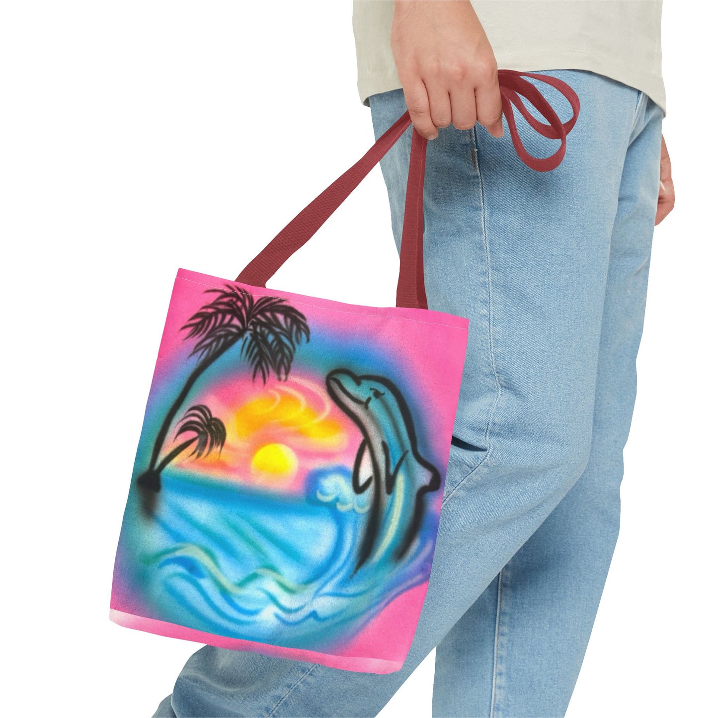 "dolphin love" airbrush tote bag