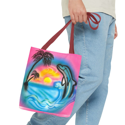 "dolphin love" airbrush tote bag