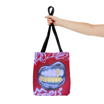 "tooth drip" airbrush tote bag