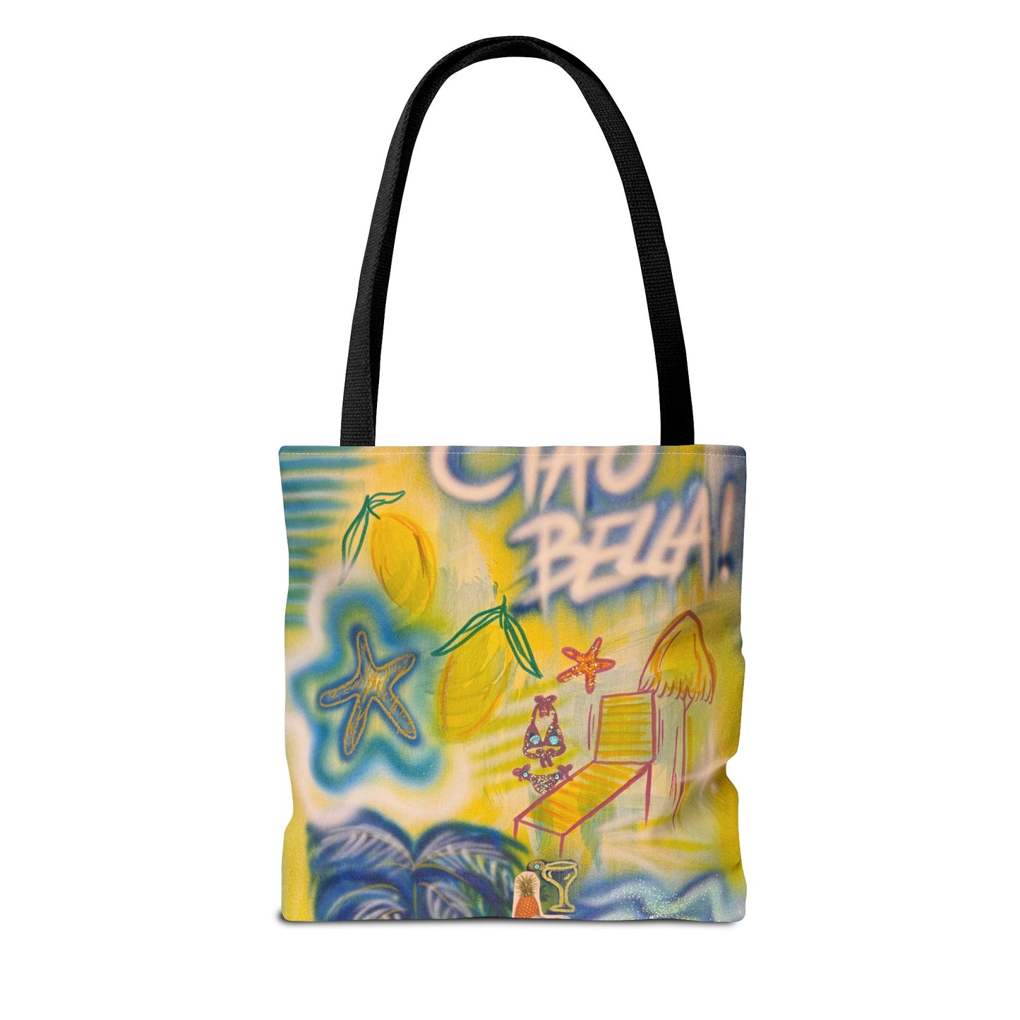 "ciao bella" airbrush tote bag