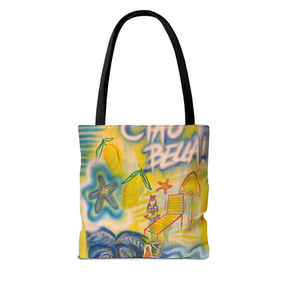 "ciao bella" airbrush tote bag