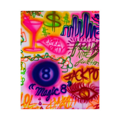 "colorful chaos" airbrush rolled print