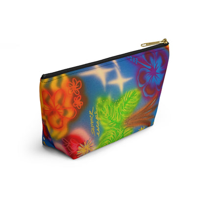 "neon blue palms" airbrush makeup pouch