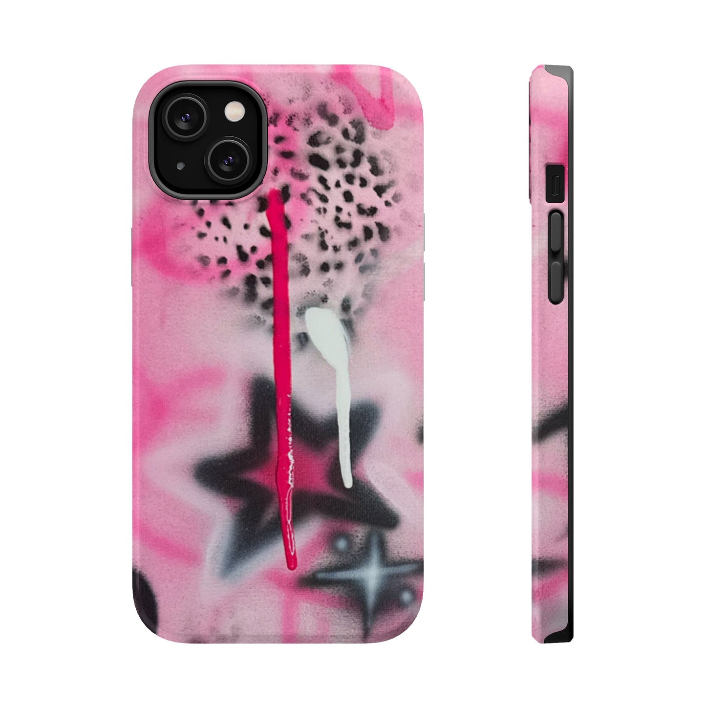 MagSafe "pink cheetah" airbrush iPhone case