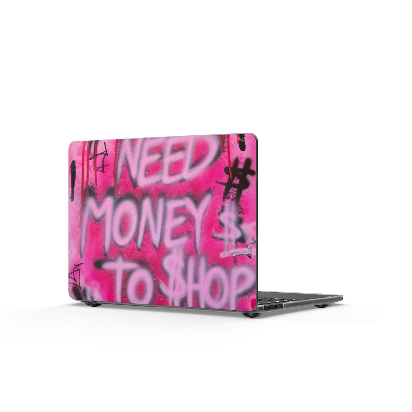 "need money to shop" airbrush matte macbook case