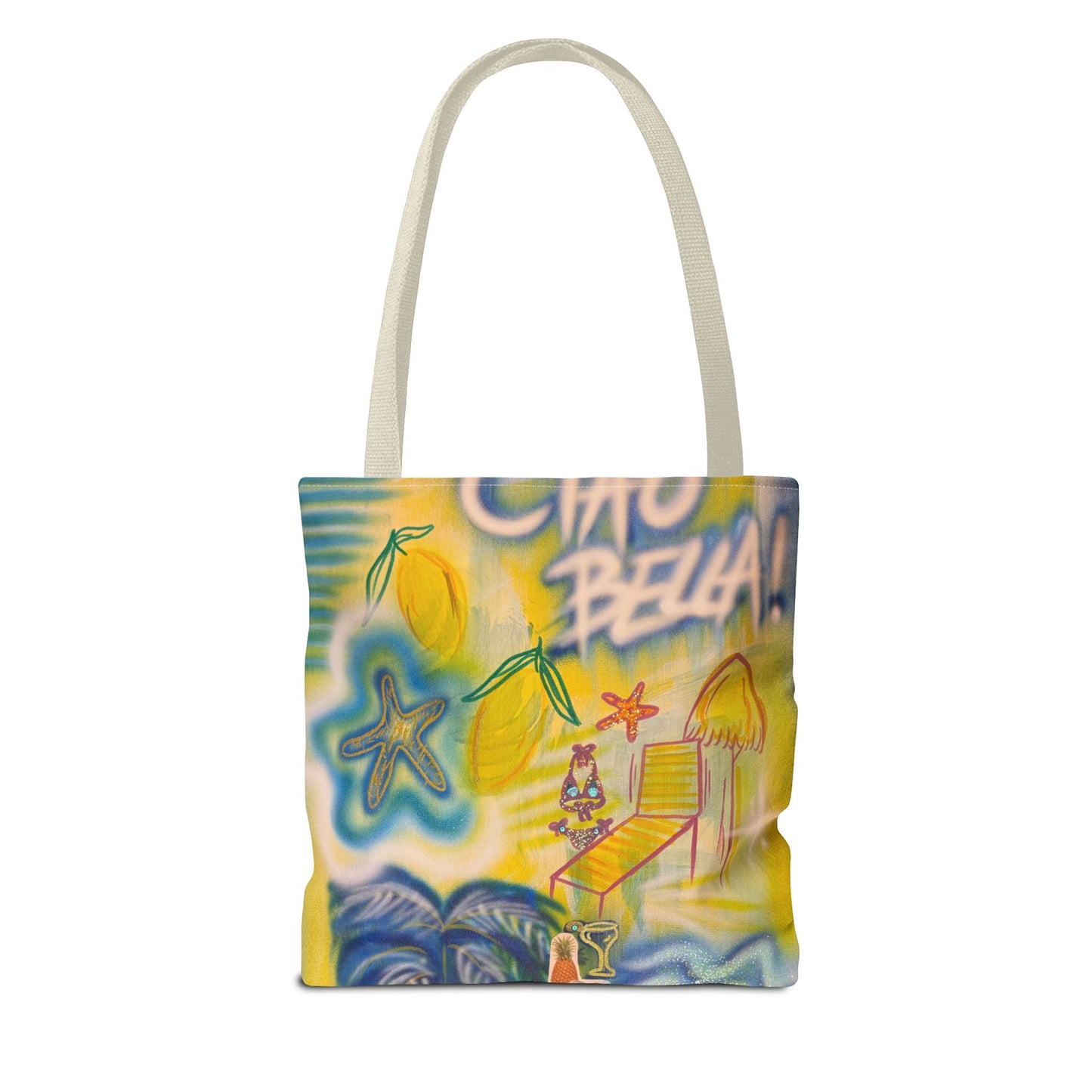 "ciao bella" airbrush tote bag