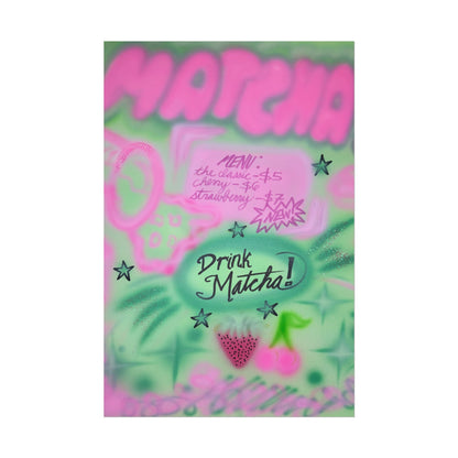 "matcha!" airbrush rolled print