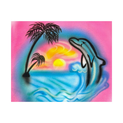 "dolphin love" airbrush horizontal print