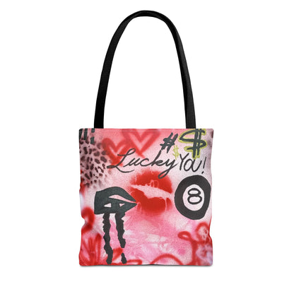 "intriguing encounter" airbrush tote bag