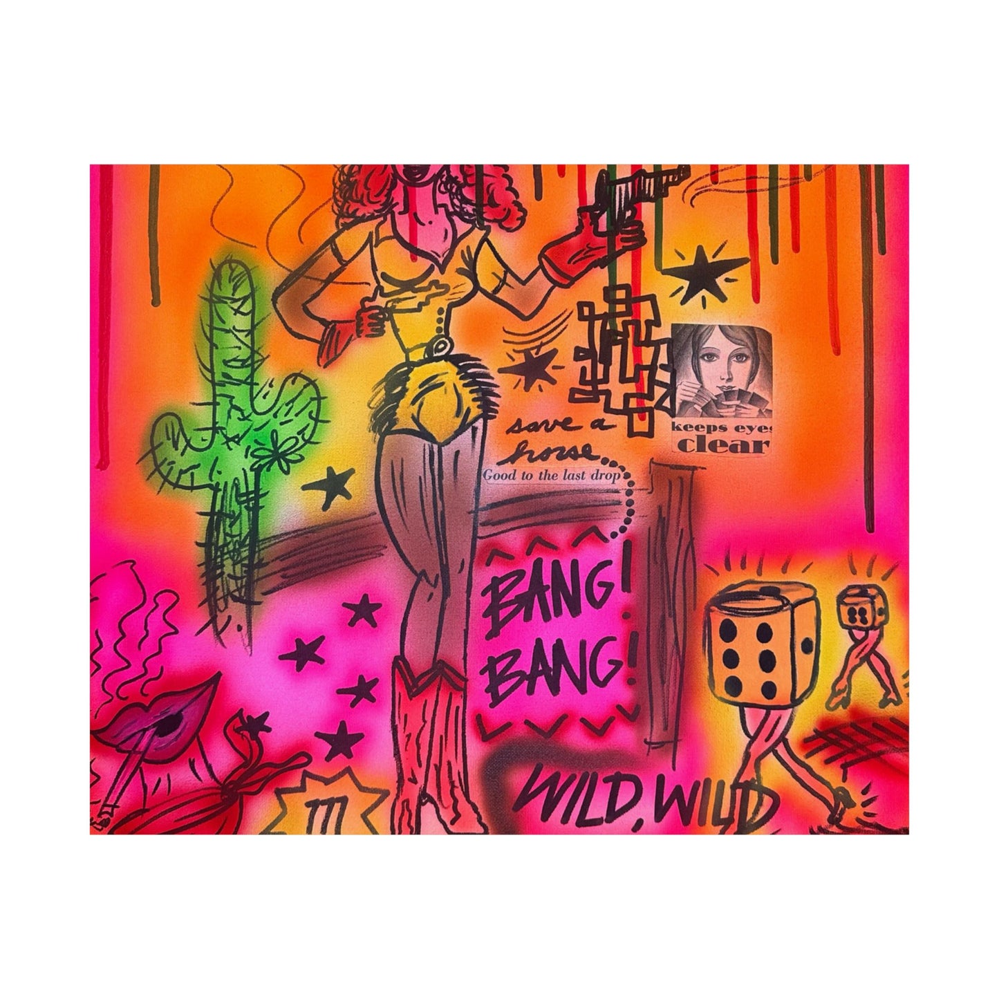"wild, wild west" airbrush horizontal print
