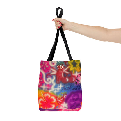 "luck n luv" airbrush tote bag