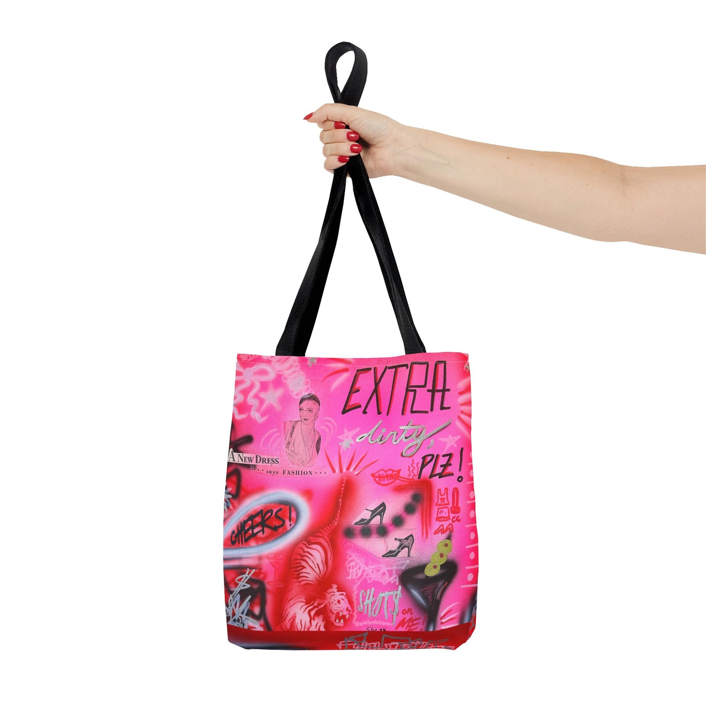 "extra dirty, plz" airbrush tote bag