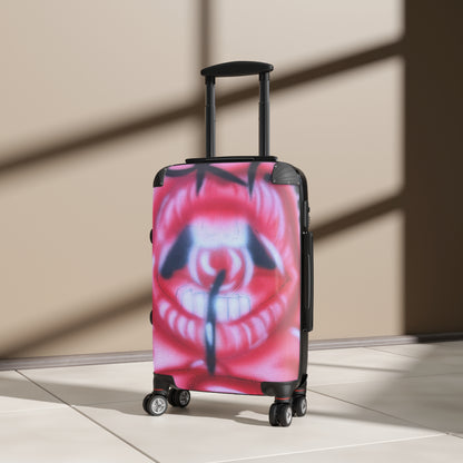 "be happy go lucky" airbrush suitcase
