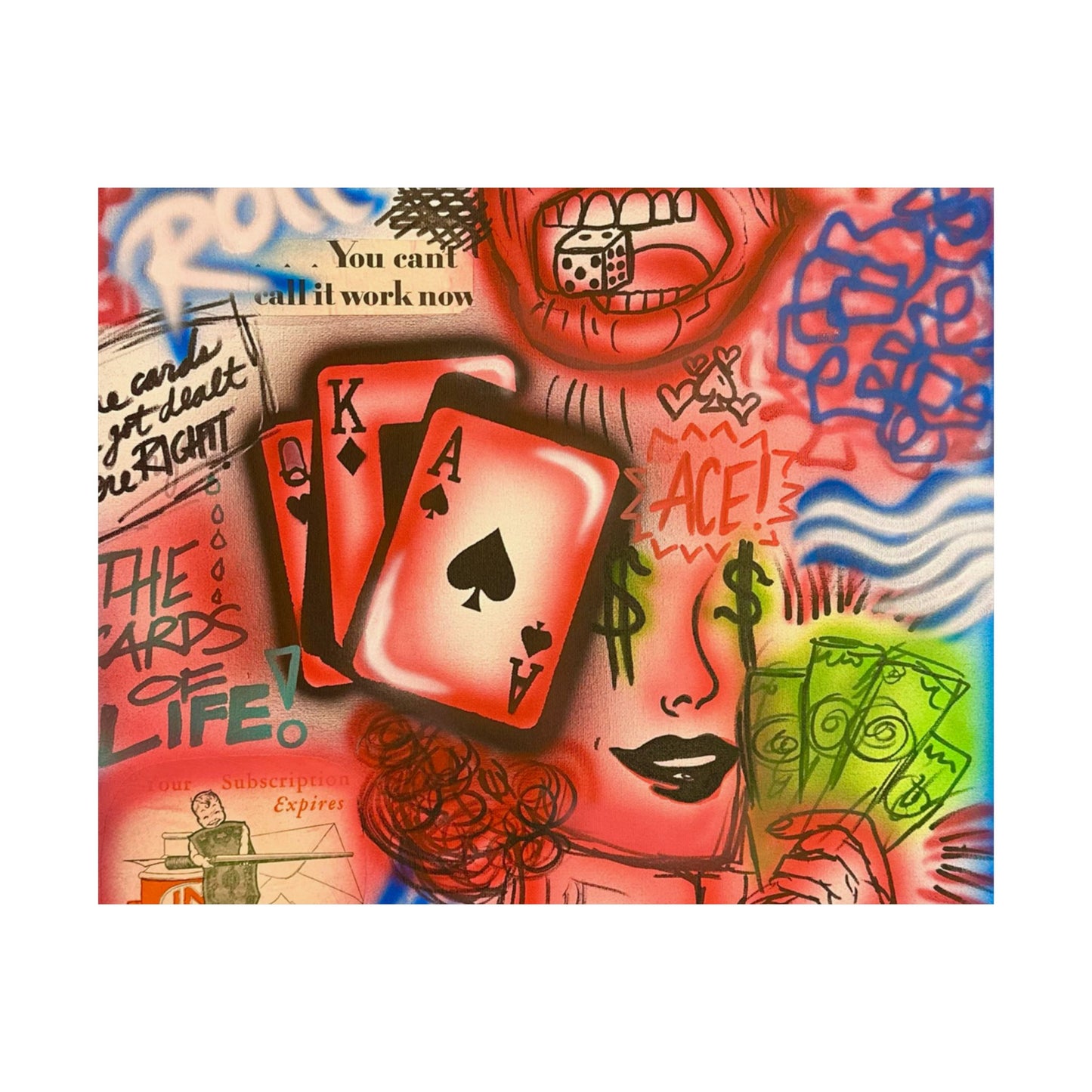 "roll the dice" airbrush horizontal print