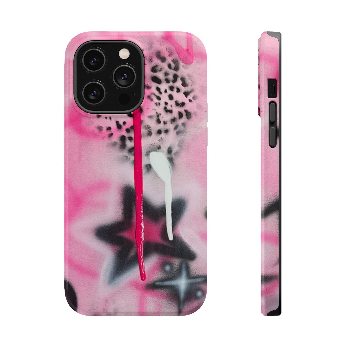 MagSafe "pink cheetah" airbrush iPhone case