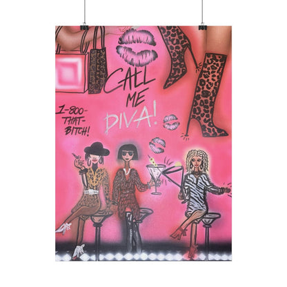 "party diva" airbrush rolled print