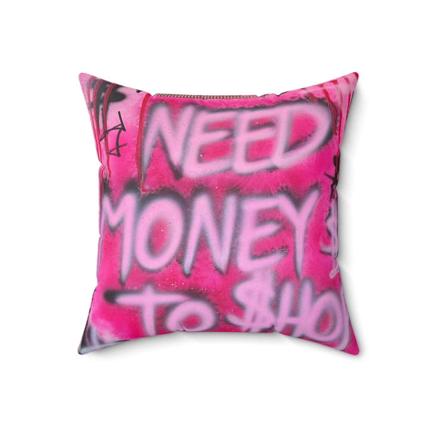 "need $$ to shop" airbrush pillow